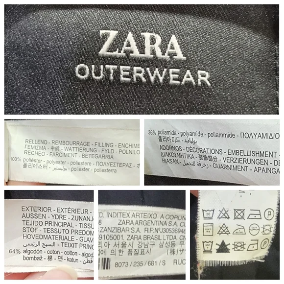 Zara Parka Acolchada Water Repellent Winter Coat Faux Fur Hooded Women’s Small - Picture 11 of 16
